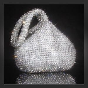 Silver rhinestone clutch wristlet Small